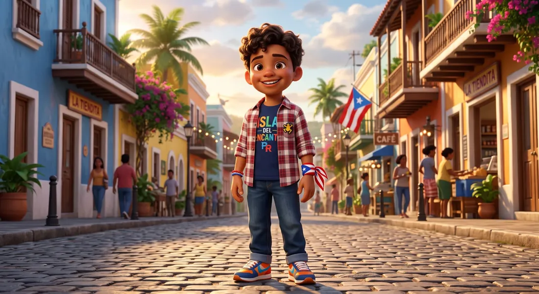 A child exploring a Spanish-speaking place