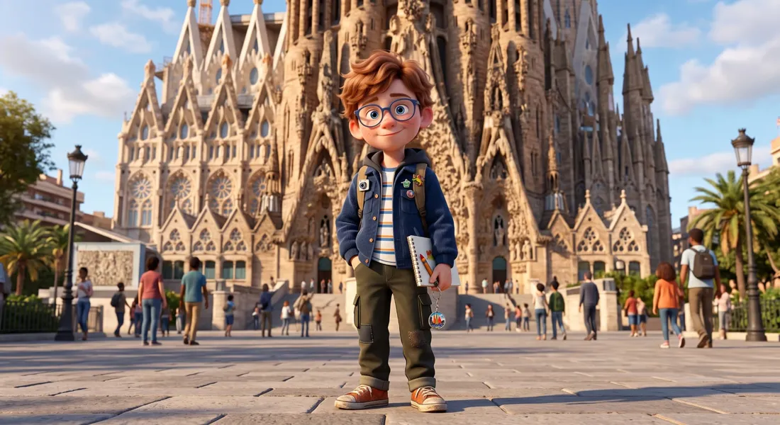 A child exploring a Spanish-speaking place