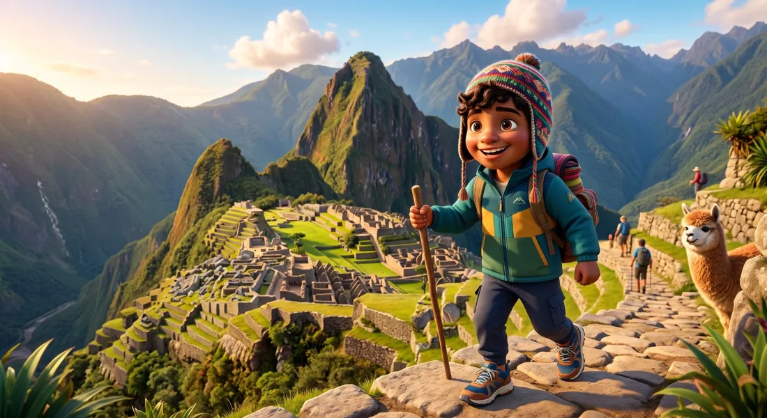 A child exploring a Spanish-speaking place