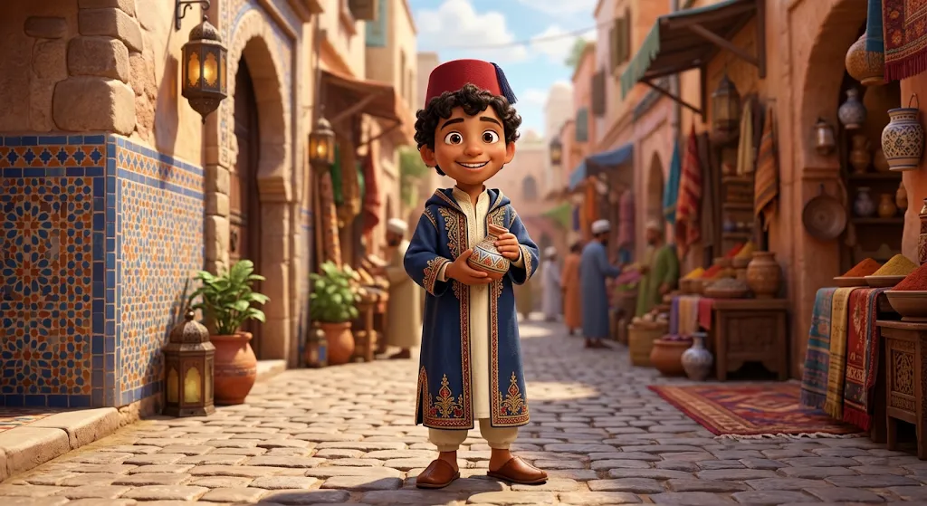 A boy in a Moroccan souk
