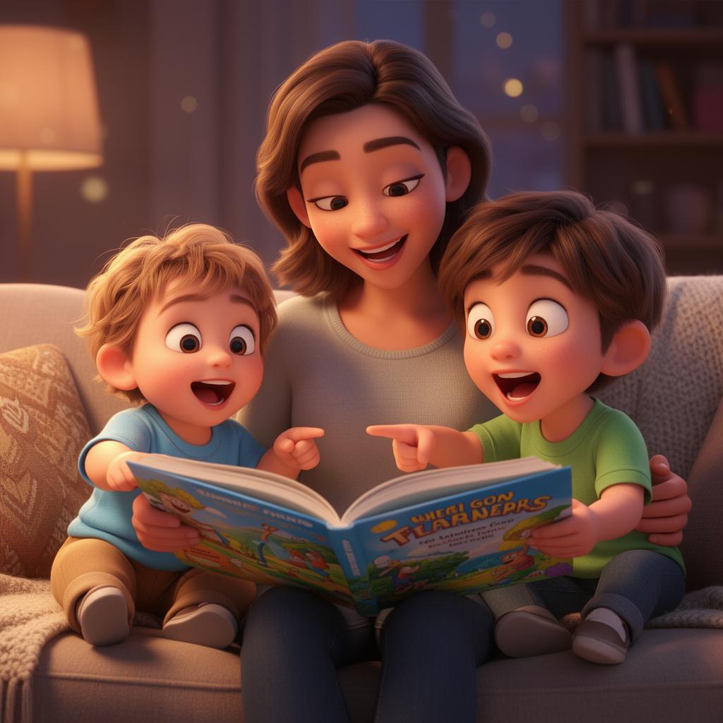 Family creating stories together