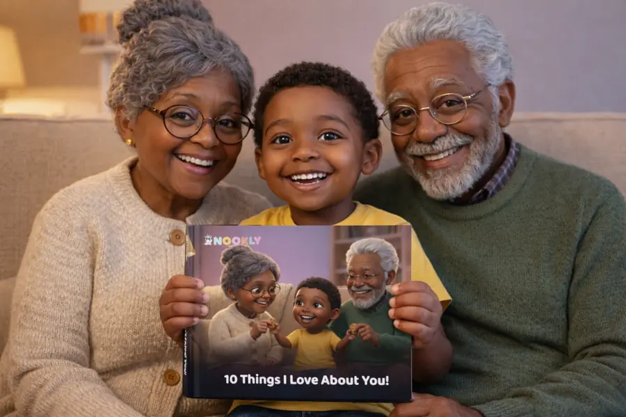 Grandparents and a child laughing together