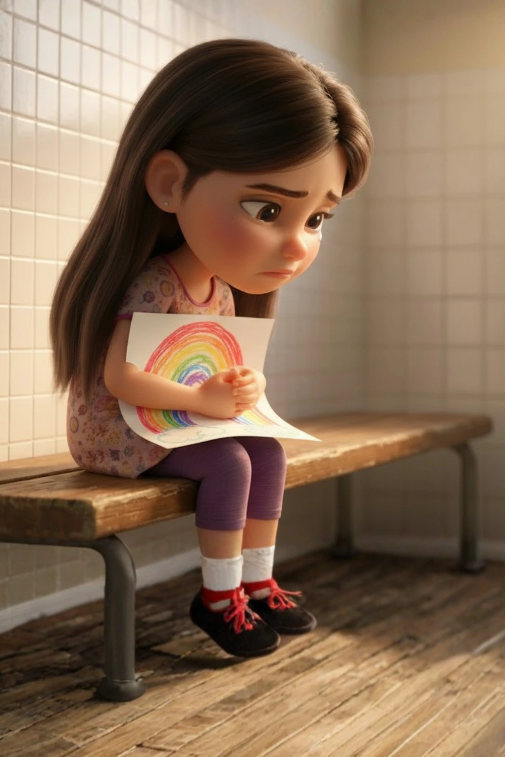 Child drawing a rainbow to process big feelings