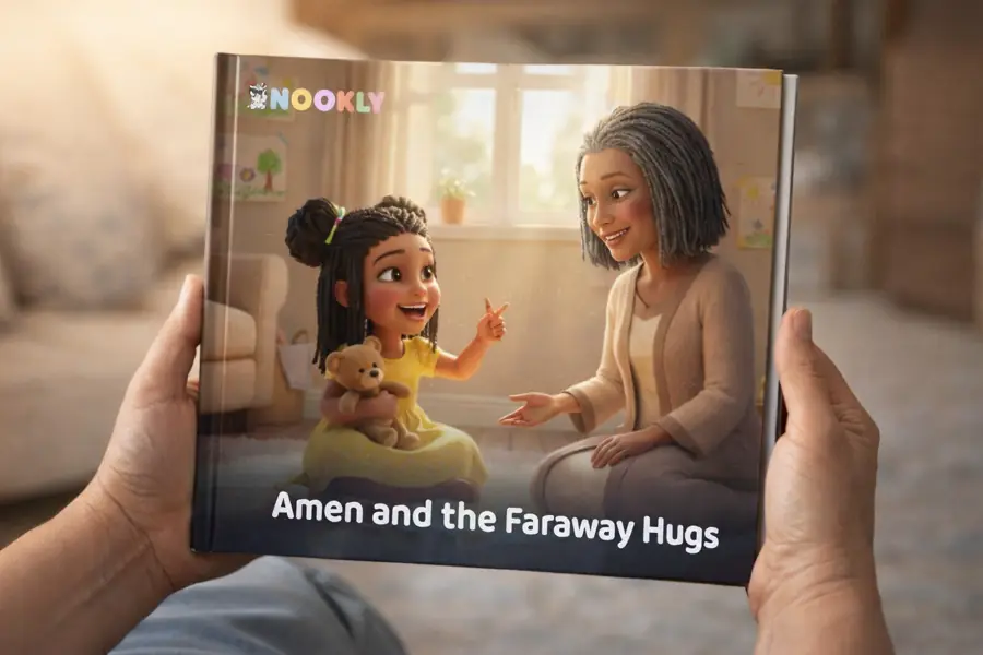Small hands turning the pages of a picture book