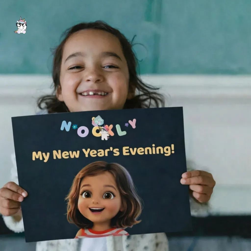 A girl holding an open storybook