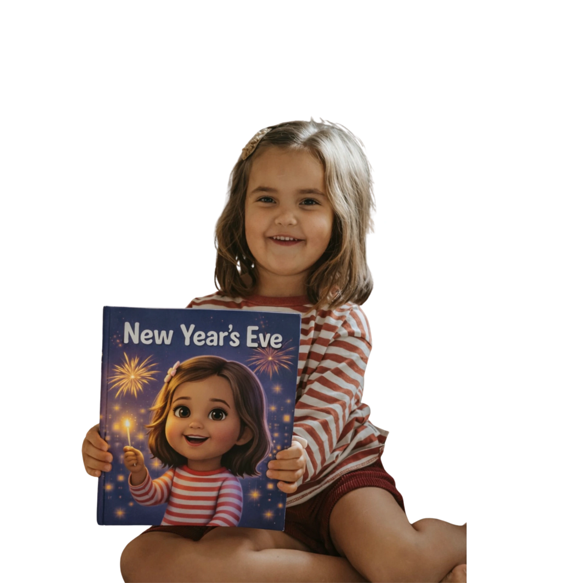 Child reading a glowing personalized storybook